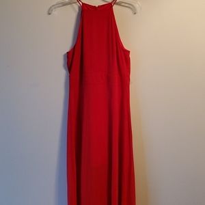 Flowly Red Maxi Slit Leg Dress